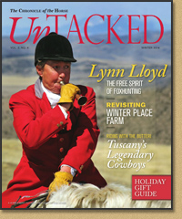 Lynn Lloyd on the cover of Untacked, Chronicle of the Horse. Winter issue 2014.